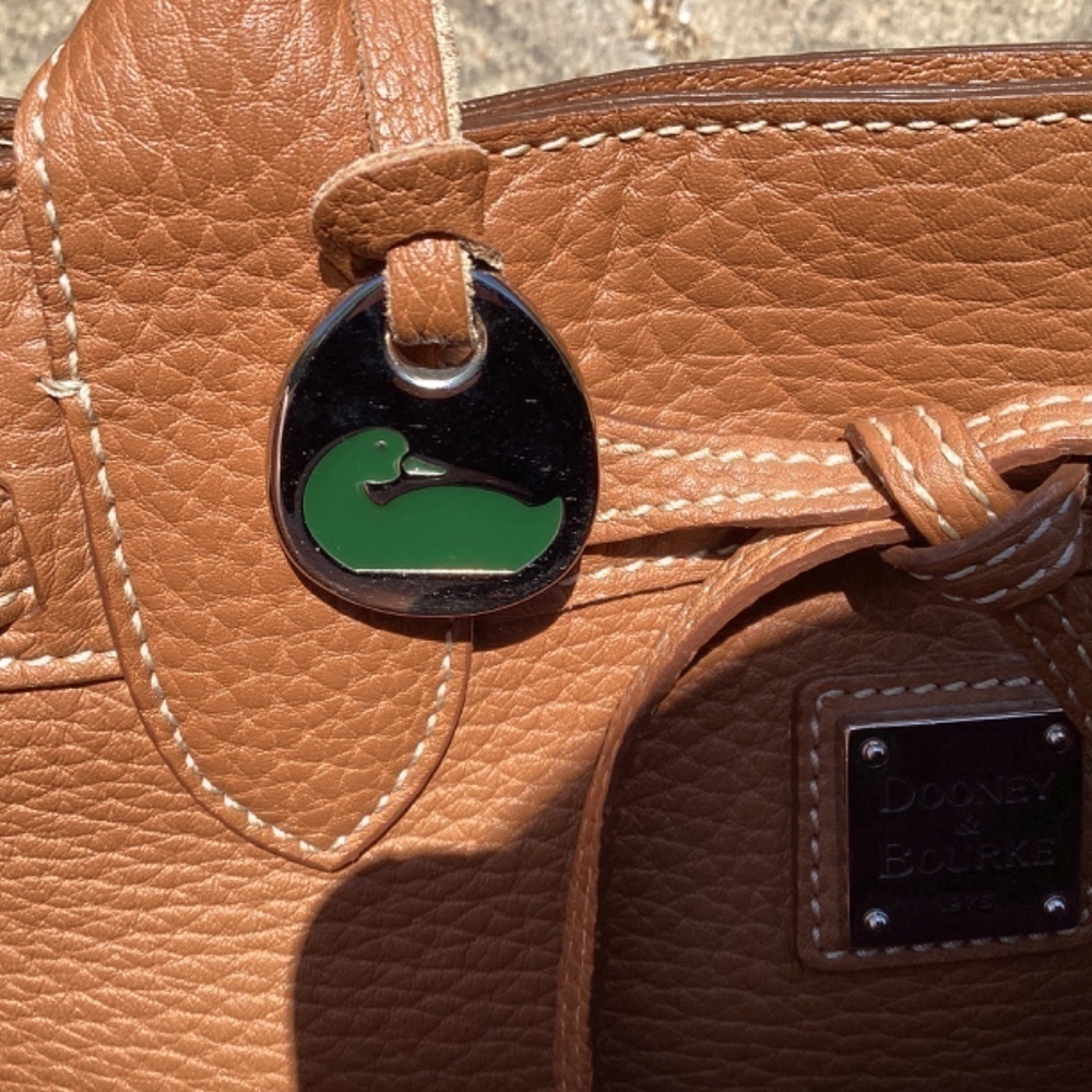 Dooney & Bourke Brown Pebble Leather Double Handle Satchel - Picture 8 of 9